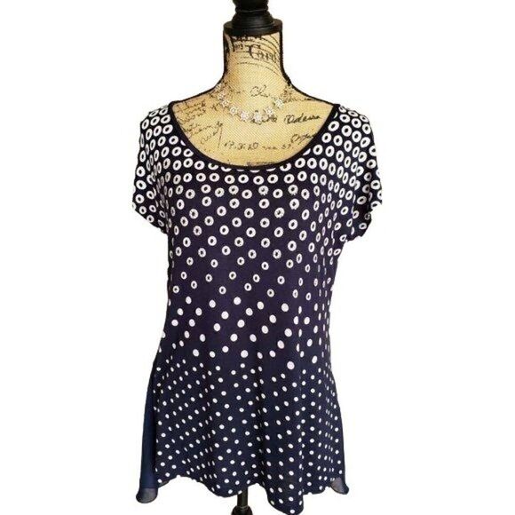 Women's Blouse Lightweight Loose Fit Embellished Hi Lo Bling Top Medium NWOT - Picture 3 of 8